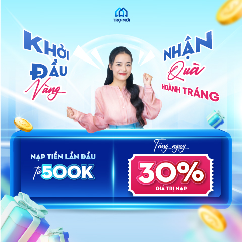 Khuyến mãi Đặc biệt: Nạp tiền Tài khoản Trọ Mới – Nhận ngay 30% giá trị nạp lần đầu!